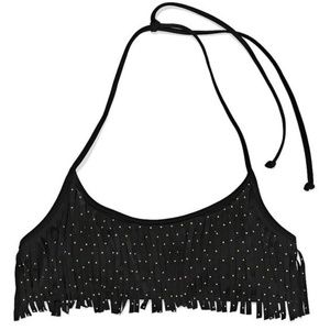Victoria's Secret PINK Black Fringe Bikini Top